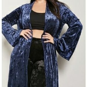 NWT Forever 21 Plus Crushed Velvet Kimono Cardigan